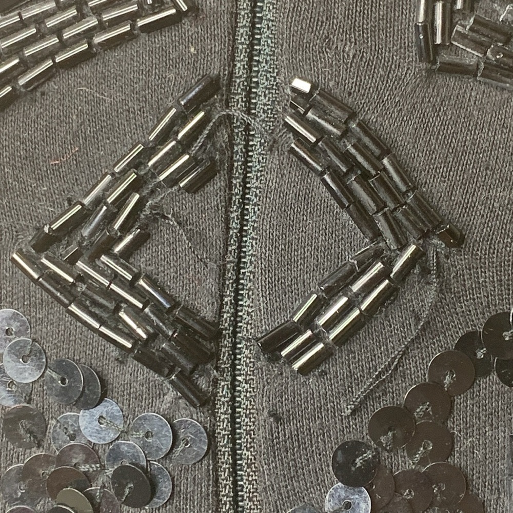 Adrienne Vittadini | Vintage Black Beaded Sequin Sheath Cocktail Party Dress S - Picture 10 of 17
